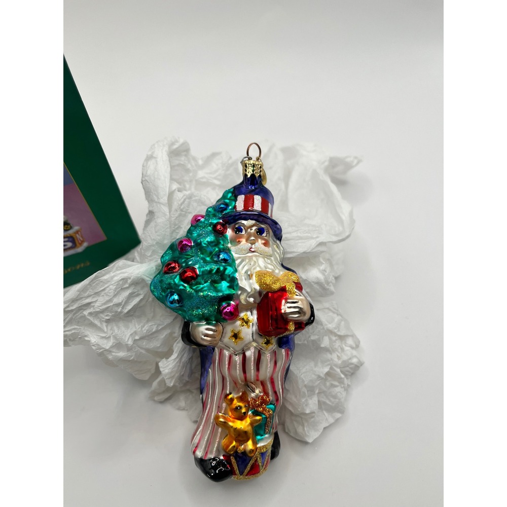 Christopher Radko July 4th Yankee  Doodle‎ Dandy Santa Glass Ornament QVC